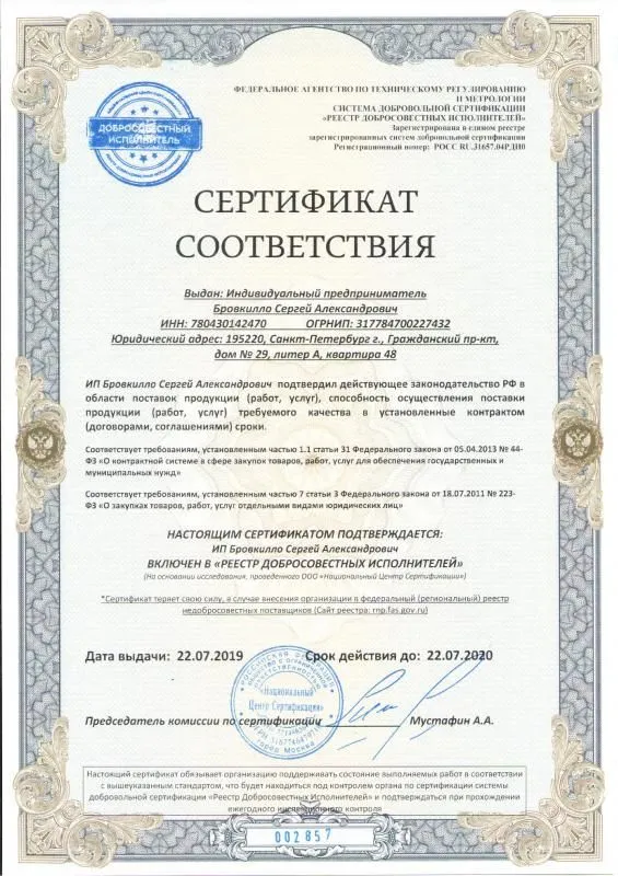 Реестр добросовестных исполнителей в Орла